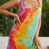 Fashion Casual Tie Dye Split Joint O Neck A Line Dresses