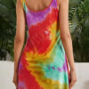 Fashion Casual Tie Dye Split Joint O Neck A Line Dresses