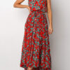 Fashion Street Print Split Joint O Neck A Line Dresses