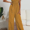 Casual Dot Split Joint Strap Design Strapless Straight Jumpsuits