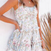 Street Print Split Joint Spaghetti Strap Princess Dresses