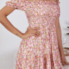 Fashion Sweet Print Split Joint Off the Shoulder A Line Dresses