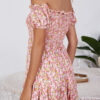 Fashion Sweet Print Split Joint Off the Shoulder A Line Dresses