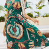 Fashion Street Print Split Joint V Neck A Line Dresses