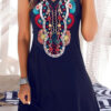 Fashion Casual Print Split Joint V Neck A Line Dresses