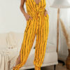 Fashion Casual Print Split Joint V Neck Loose Jumpsuits