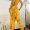 Fashion Casual Print Split Joint V Neck Loose Jumpsuits