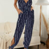 Fashion Casual Print Split Joint V Neck Loose Jumpsuits