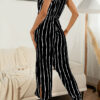 Fashion Casual Print Split Joint V Neck Loose Jumpsuits