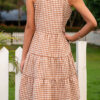 Sweet Plaid Split Joint Spaghetti Strap Cake Skirt Dresses