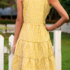 Sweet Plaid Split Joint Spaghetti Strap Cake Skirt Dresses