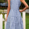 Sweet Plaid Split Joint Spaghetti Strap Cake Skirt Dresses