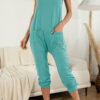 Fashion Casual Solid Pocket Spaghetti Strap Loose Jumpsuits