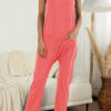 Fashion Casual Solid Pocket Spaghetti Strap Loose Jumpsuits