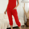 Fashion Casual Solid Pocket Spaghetti Strap Loose Jumpsuits