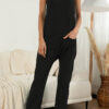 Fashion Casual Solid Pocket Spaghetti Strap Loose Jumpsuits