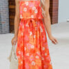 Street Print Split Joint Spaghetti Strap Irregular Dresses