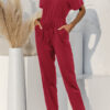 Fashion Casual Solid Split Joint V Neck Loose Jumpsuits