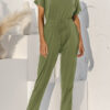 Fashion Casual Solid Split Joint V Neck Loose Jumpsuits