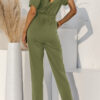 Fashion Casual Solid Split Joint V Neck Loose Jumpsuits