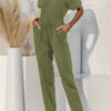 Fashion Casual Solid Split Joint V Neck Loose Jumpsuits