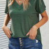 Fashion Casual Solid Split Joint V Neck T-Shirts