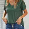 Fashion Casual Solid Split Joint V Neck T-Shirts