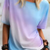 Fashion Casual Print Split Joint O Neck T-Shirts