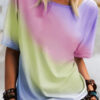 Fashion Casual Print Split Joint O Neck T-Shirts