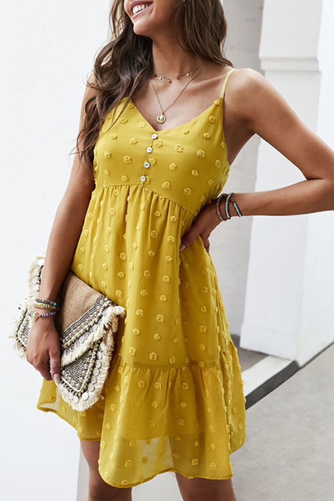 Fashion Street Solid Split Joint V Neck A Line Dresses