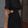 Fashion Street Solid Hollowed Out O Neck A Line Dresses