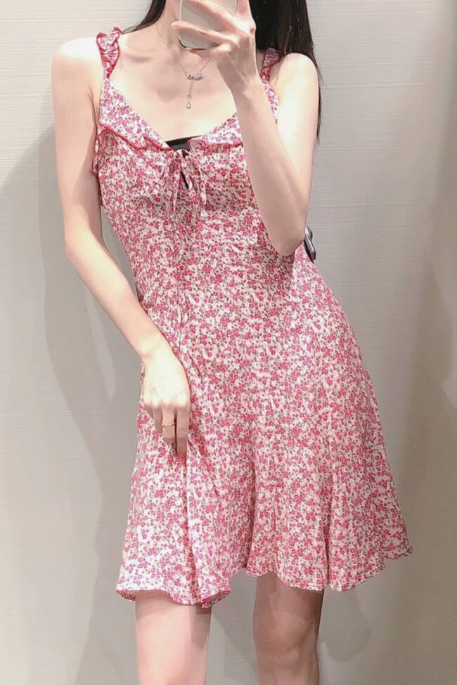 Fashion Elegant Print Split Joint V Neck A Line Dresses