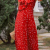 Fashion Casual Polka Dot Split Joint V Neck A Line Dresses