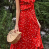 Fashion Casual Polka Dot Split Joint V Neck A Line Dresses