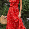 Fashion Casual Polka Dot Split Joint V Neck A Line Dresses