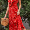 Fashion Casual Polka Dot Split Joint V Neck A Line Dresses