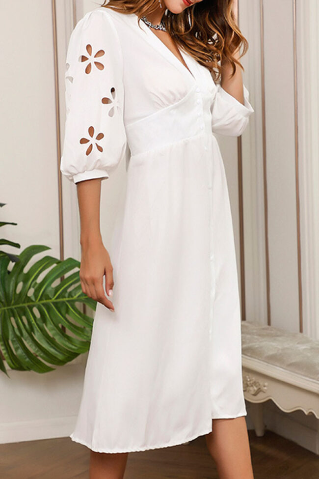 Fashion Elegant Solid Split Joint V Neck Princess Dresses