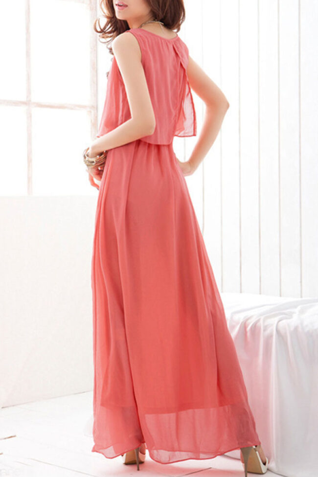 Fashion Casual Solid Split Joint O Neck A Line Dresses