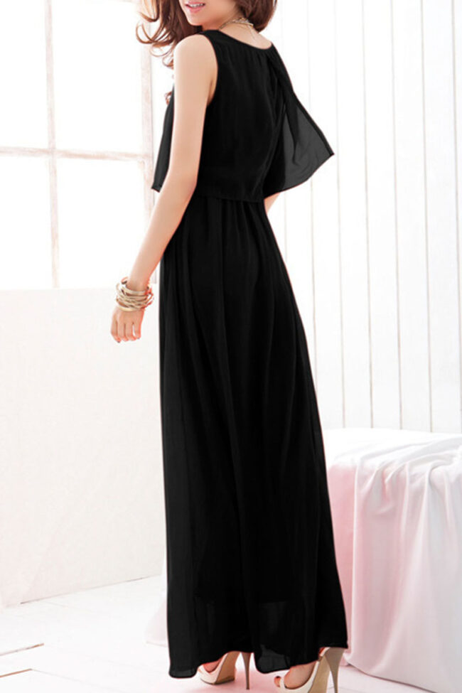 Fashion Casual Solid Split Joint O Neck A Line Dresses