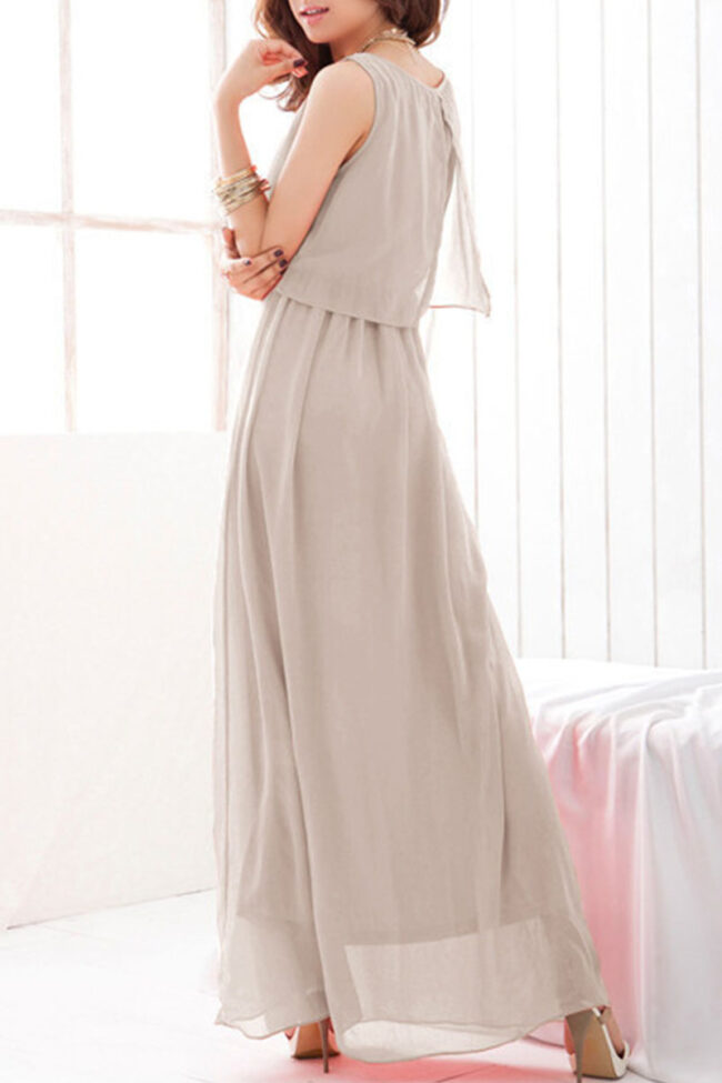 Fashion Casual Solid Split Joint O Neck A Line Dresses