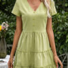 Fashion Casual Solid Split Joint V Neck Princess Dresses