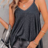 Fashion Street Solid Split Joint V Neck Tops