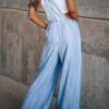 Fashion Casual Solid Pocket Spaghetti Strap Loose Jumpsuits