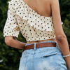 Fashion Street Polka Dot Split Joint One Shoulder Tops