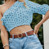 Fashion Street Polka Dot Split Joint One Shoulder Tops