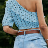 Fashion Street Polka Dot Split Joint One Shoulder Tops