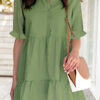 Fashion Casual Solid Split Joint Turndown Collar A Line Dresses