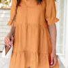 Fashion Casual Solid Split Joint Turndown Collar A Line Dresses