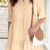 Fashion Casual Solid Split Joint Turndown Collar A Line Dresses