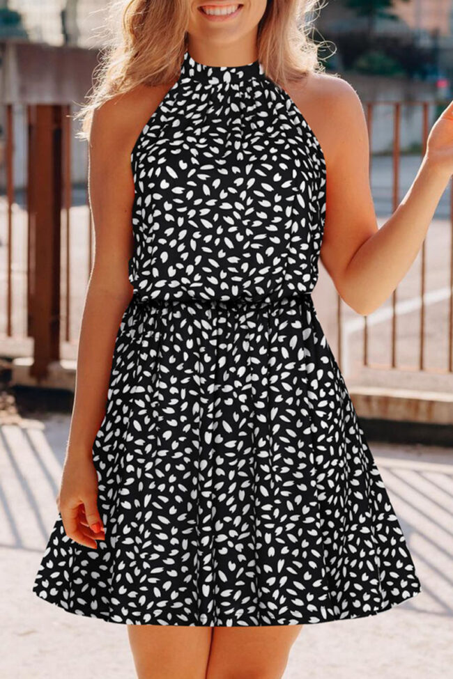 Fashion Casual Print Split Joint O Neck A Line Dresses